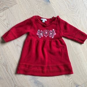 Purebaby knit embroidered sweater dress 6-12mo